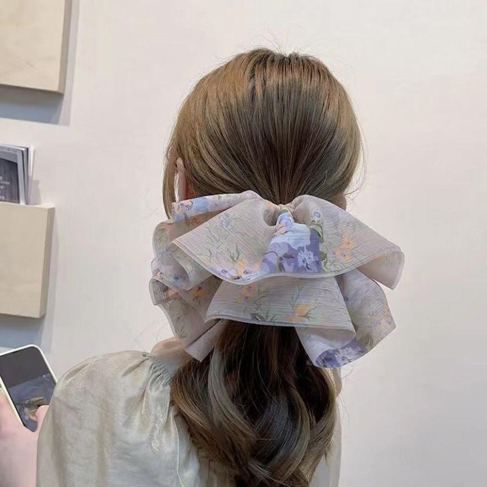 

Headdress Sweet Korean Style Hair Band Rubber Band Female Hair Rope Oversized Floral Scrunchies