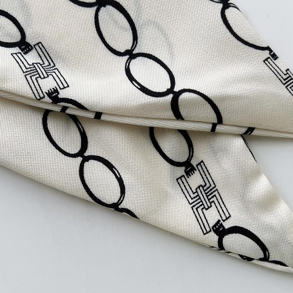 Chain Long Silk Scarf Spring And Summer Foreign Style Ribbon Small Scarf Headgear Headband Scarf