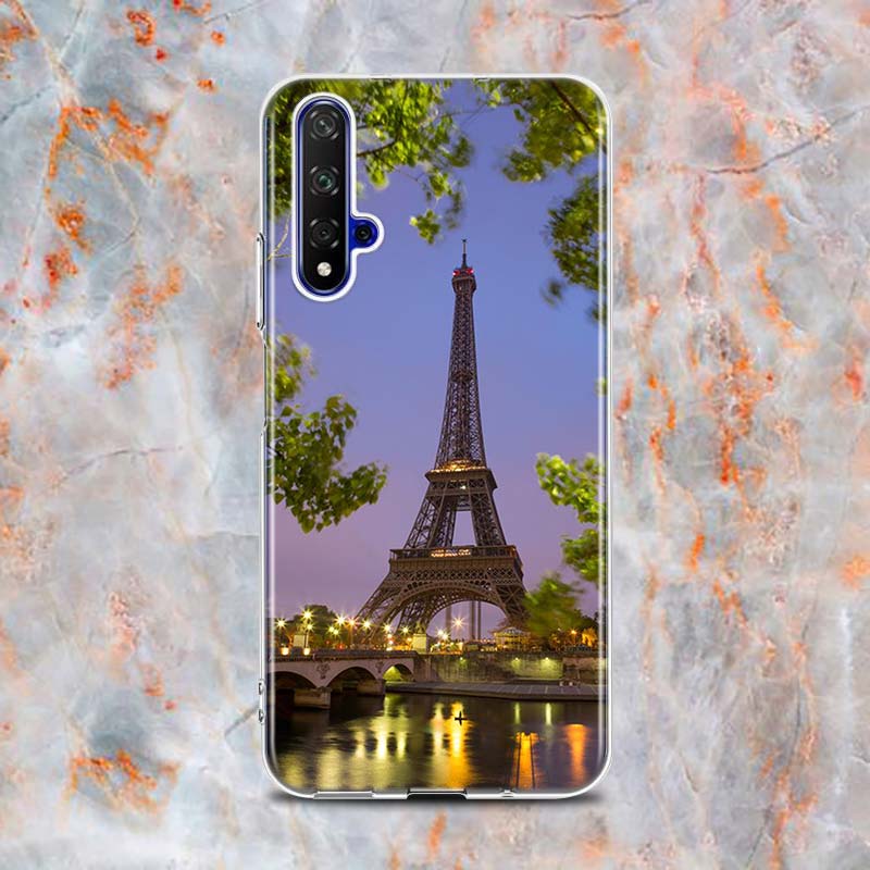 Paris Eiffel Tower Travel Silicone Cover For Honor 20 20S 20E 8 8A Prime 8X MAX 8C 8S 7A 7C 7S Pro Phone Case