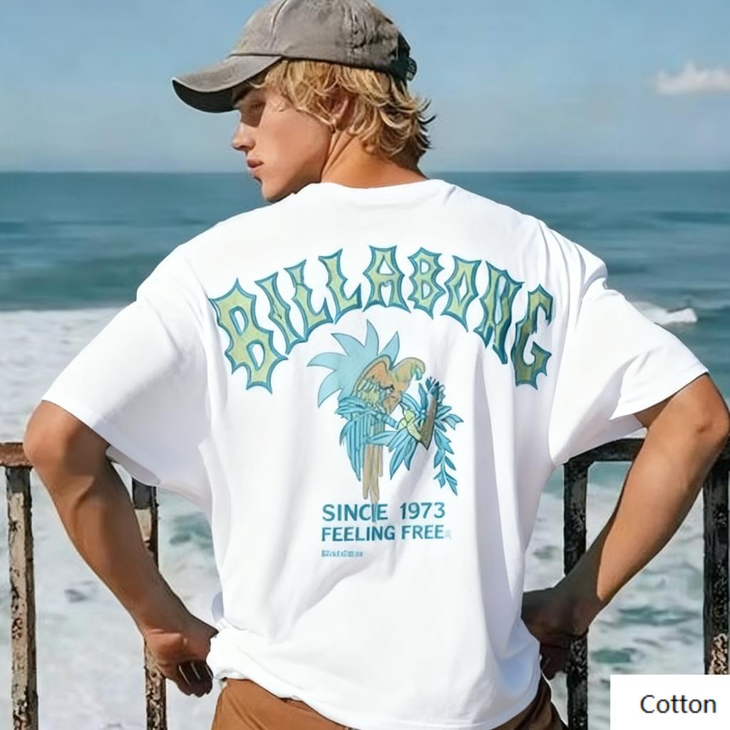 Surf - Street - and - Trendy - Fan's Crew Neck T - Shirt Featuring A Parrot - Surf Motif Trendy Printed Brand Short Sleeve