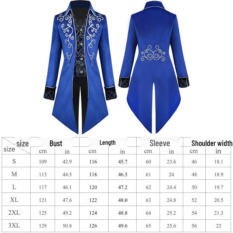 Manpinshang Средневековый сюртук «ласточкин хвост» - Мужской ретро панк костюм на Хэллоуин XL