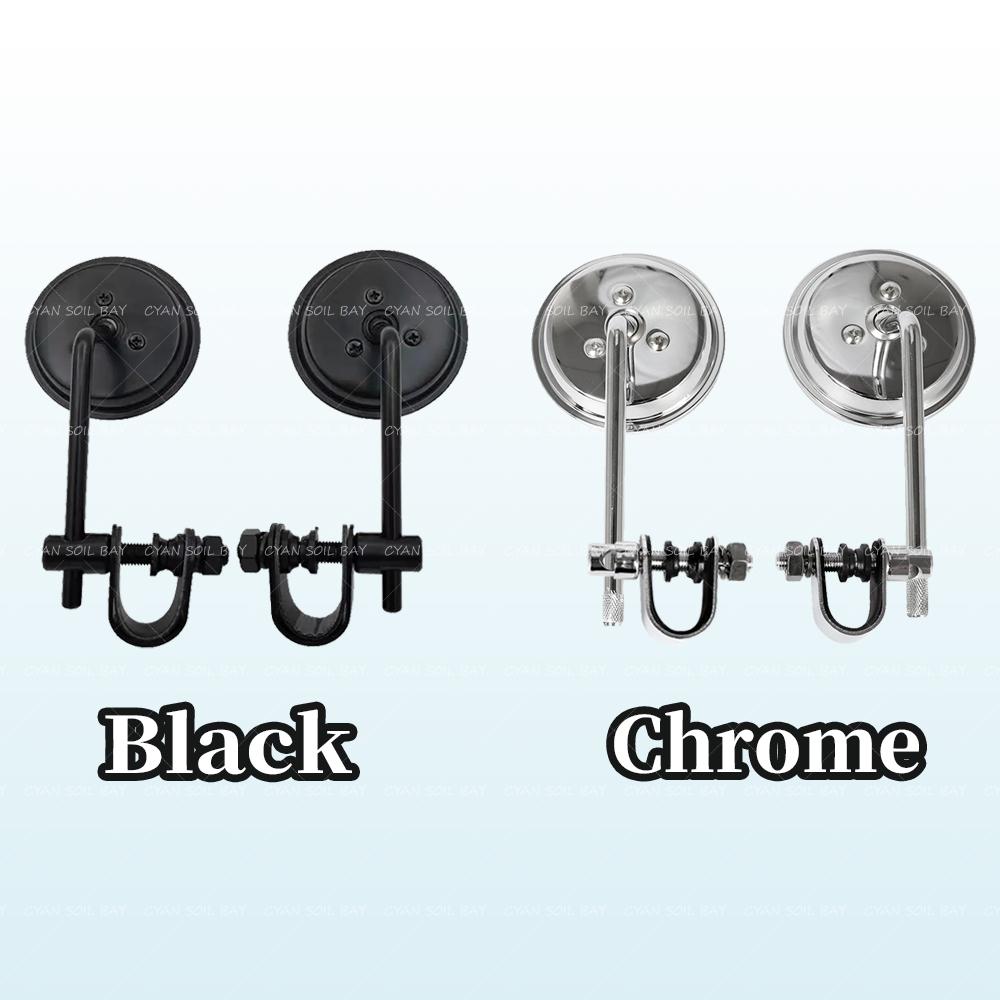 

1Pair For Harley Honda Chopper Cruiser Cafe Racer Motorcycle Round Convex Clip-On Retro Handlebar RearView Mirrors 22-25mm чорний