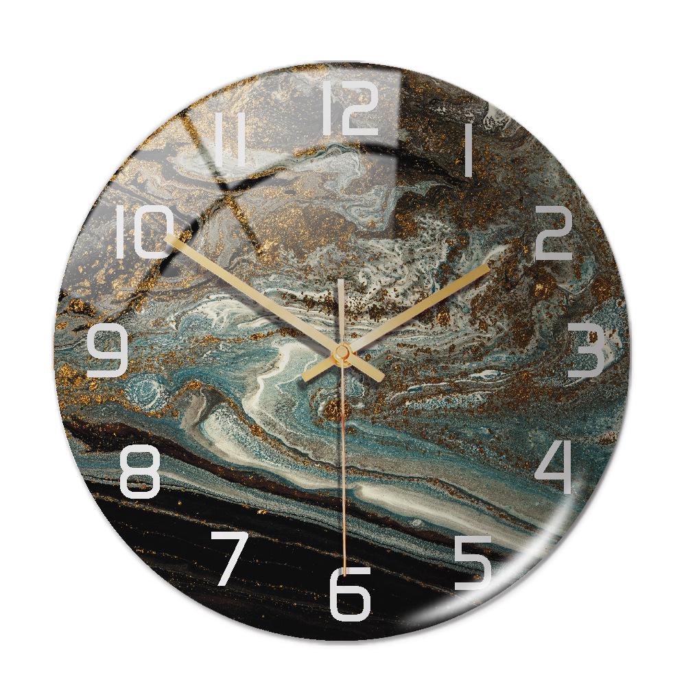 CC127-142 Luxurious Round Marble Wall Clock, 3D Creative Acrylic Design for Home Decor