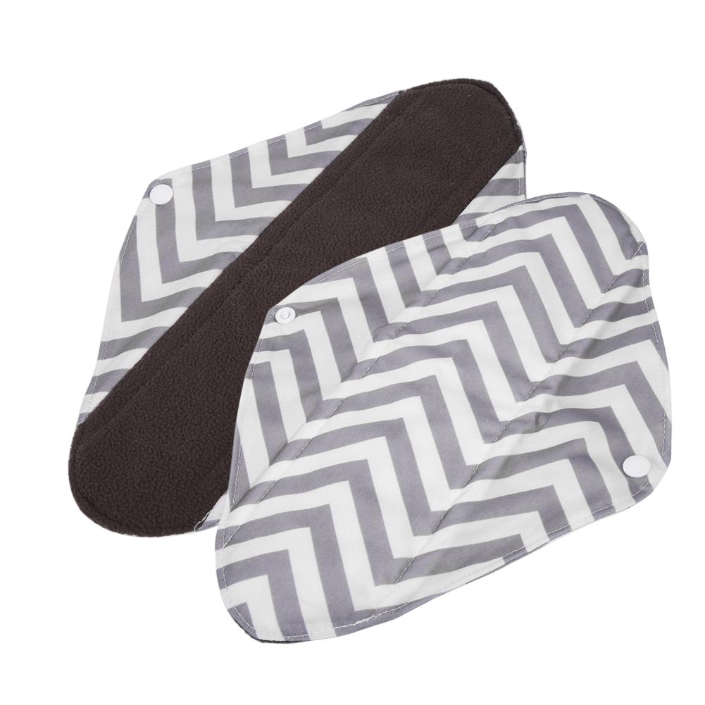 1PC Charcoal Bamboo Cloth Reusable Washable Menstrual Pads Mama Sanitary Panty Towel 5 Colors