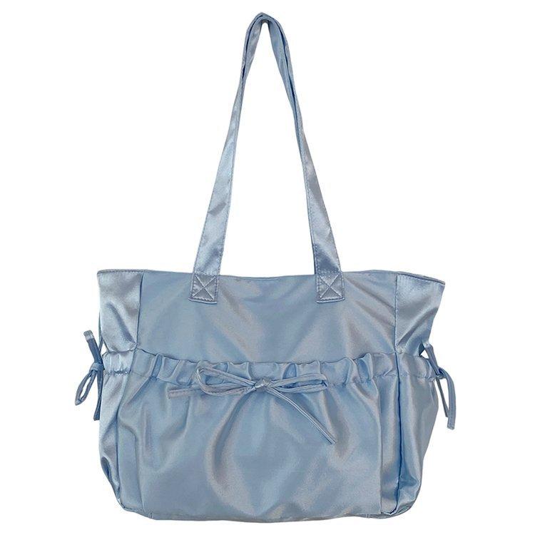 2025 New Nylon Bag Shoulder Handbag Large Capacity Student Class Commuter Bag Bow Tote Bag