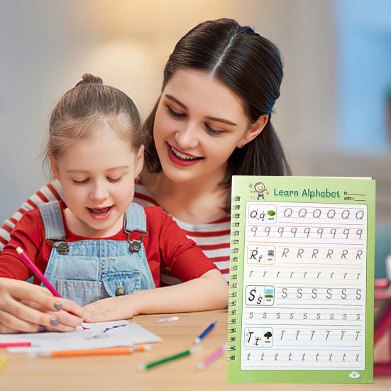 Grooved Writing Practice Book for Kids Ages 3-5 Reusable Handwriting Copybook with Magical Ink Preschool Learning Activities Letter Tracing Workbook