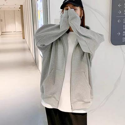 Damen Hoodies Herbst Retro Einfarbig Reißverschluss Übergroße Sweatshirts Harajuku Langarm Kapuzenjacke Mantel