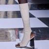 Fashion Walking Show High Heel Open Toe Fish Mouth Cool Boots 2025 Spring Autumn New Women Square Head Bow Decoration Knee Long Boots 44