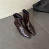 Herbst 2025 Spitz zulaufende Stiletto-Stiefeletten: Weiches Leder, Koreanischer Stil, Reißverschluss hinten, Modisches Chelsea-Design.