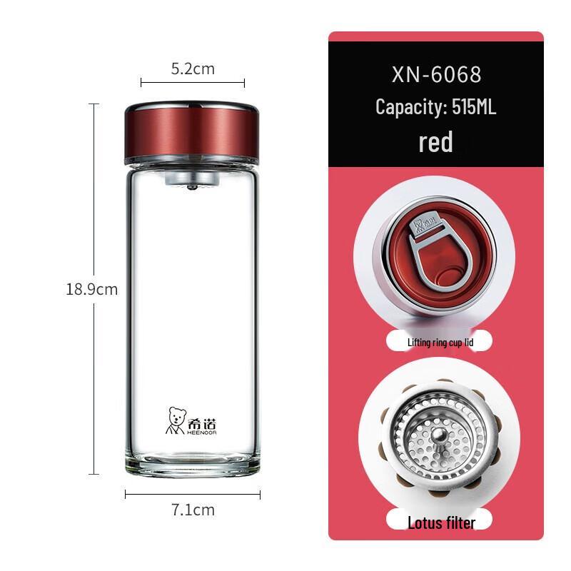 Heenoor Portable Single-Layer Glass Mug with Tea Infuser