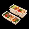 Biodegradable 550ml Rectangular 2-Compartment Takeaway Containers with Lids, 20 Sets