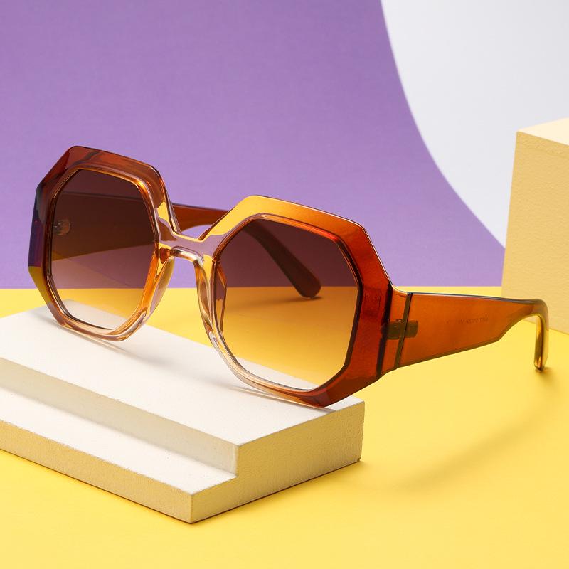 European & American Color Block Polygon Street Style Sunglasses