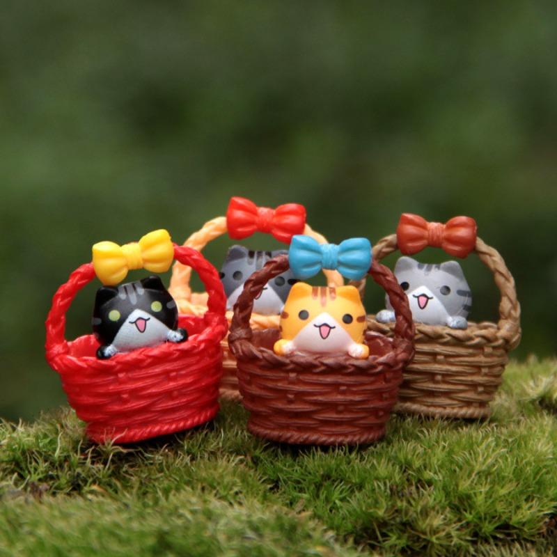 Basket Cat Landscaping, Micro Bonsai, Succulent Ornaments, Garden Decorations, Micro-landscape Gardening Ornaments