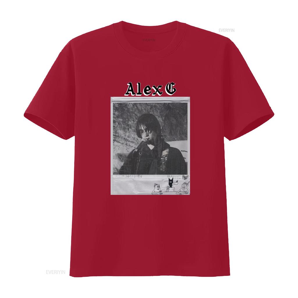 Vintage Retro Black White Alex G Indie Music Print Streetwear T Shirt Vintage Washed Comfortable Streetwear Stretched Versatile