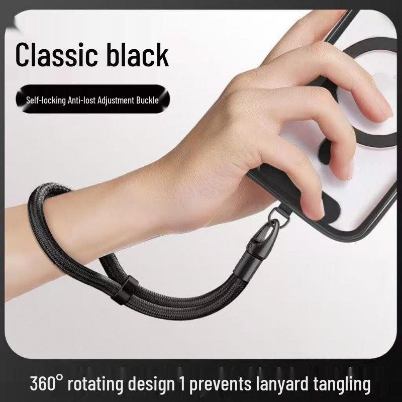 Dark Purple 360° Rotating Phone Lanyard with Optional Double Clip - 7mm Thick Anti-Drop Wrist Strap