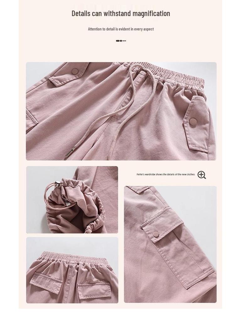 Trendy Girls' Wide Leg Cargo Pants – Spring/Autumn Casual Wear for Junior High School Students