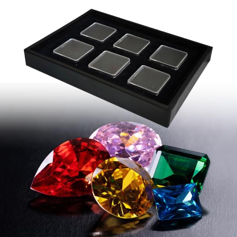 Compact Square Clear Acrylic Jewelry Tray with Memory Foam Padding for Secure Gemstones Storage