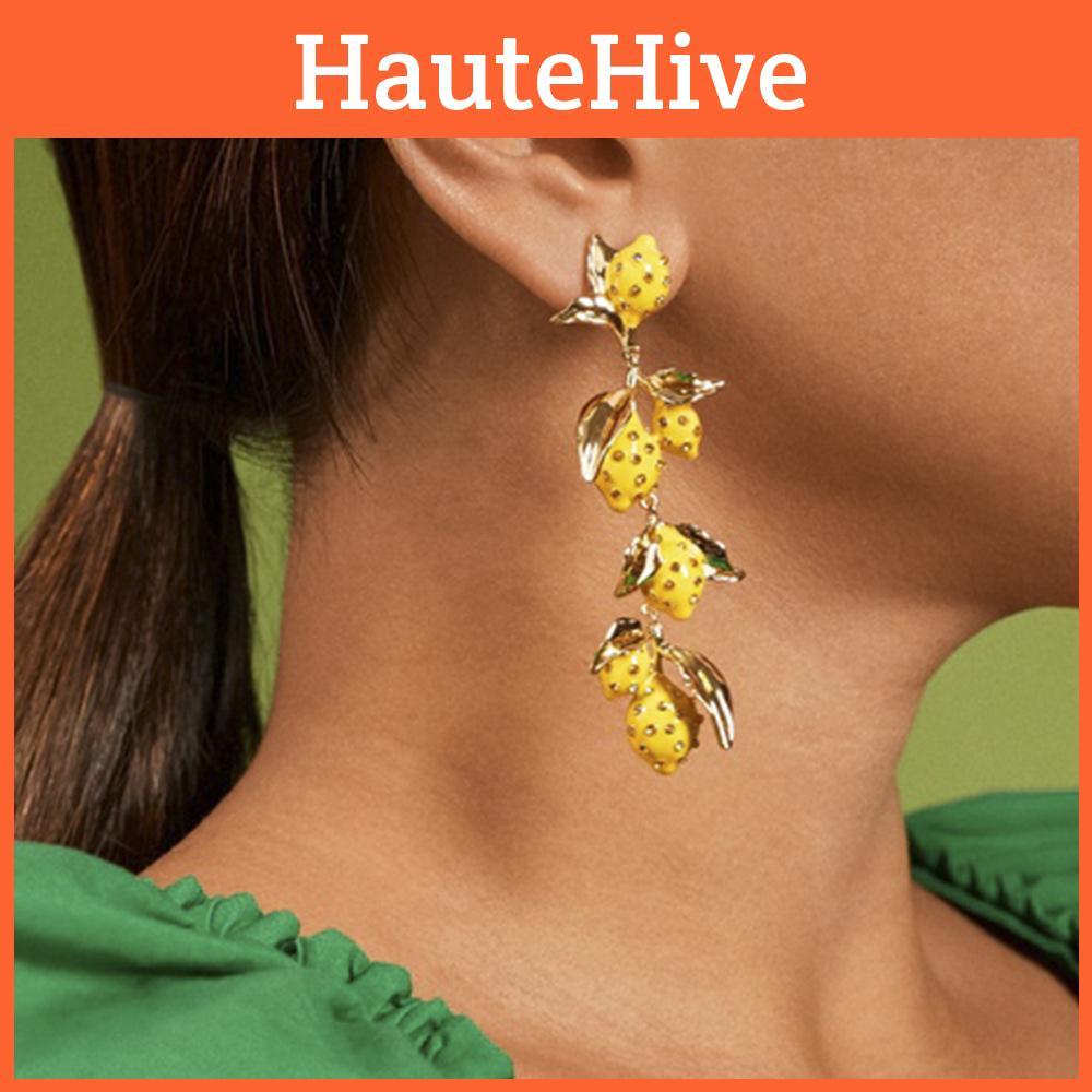 Chic Metal Plated Fruit Earrings For Women Unique Summer Jewelry