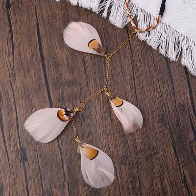 Vintage Peacock Feather Headgear Braided Rope Headband Hairband Women Boho Feather Headdress Indian Headwear Hair Accessories