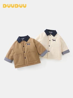DUUDUU 2025 Neuer Stil Jacke für Säuglinge & Kleinkinder - Baumwollmantel im koreanischen Stil mit Fleecefutter für Jungen