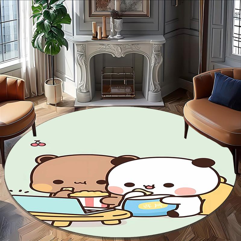 1pc Yier BuBu Bear3 Print Round Carpet Chair Round Carpet Suitable for Bedroom Living Room Home Decorative Carpet