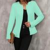 Women's Fashionable Solid Color Round Neck Long Sleeved Button Cardigan Jacket