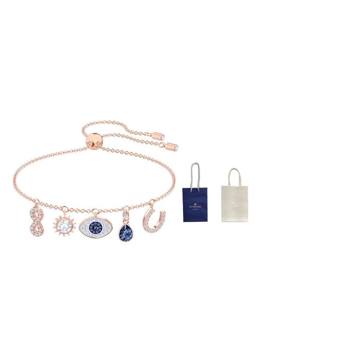 Swarovski Symbolica Lucky Evil Eye Rose Gold Plated Bracelet Women bracelet Blue 5497668 Box (Random Color)