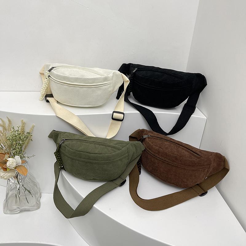 Damen Hüfttasche Große Kapazität Corduroy Bauchtasche Street Brusttasche Modische Schulter Crossbody Taschen Lässige Hüftgürteltasche