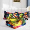 3PC Musical Frog Bedding Set Cute Cartoon Frog Duvet with 2 Pillowcases Mushroom Theme Comforter for Bedroom Or Guest Room