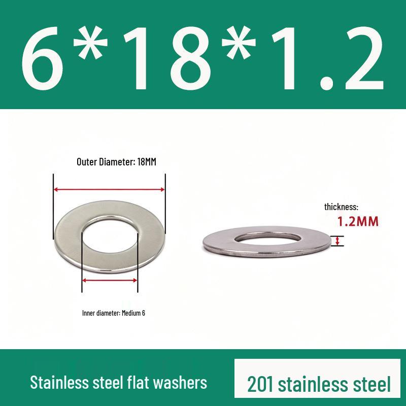 201 Stainless Steel Rust-proof Flat Washer - National Standard Hardware Fasteners with Complete Specifications, In Stock.