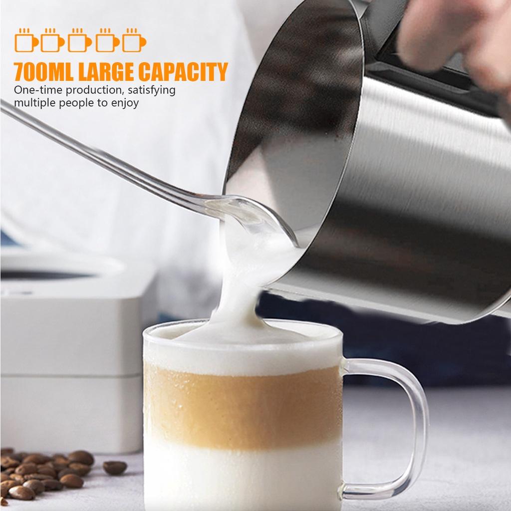 500W 700ML Kaffeeschaum für Latte Cappuccino Heiße Schokolade Elektrischer Milchaufschäumer Edelstahl Milchdampfer Sahnebereiter Milchaufwärmer