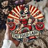 Vintage Metal Tin Sign Round Retro Girl Wall Art Poster for Bar