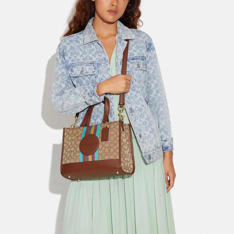 COACH Dempsey 30 Classic Presbyopia Snap Fastening Fabric and Pebbled Leather Shoulder Crossbody Tote Large Women's
