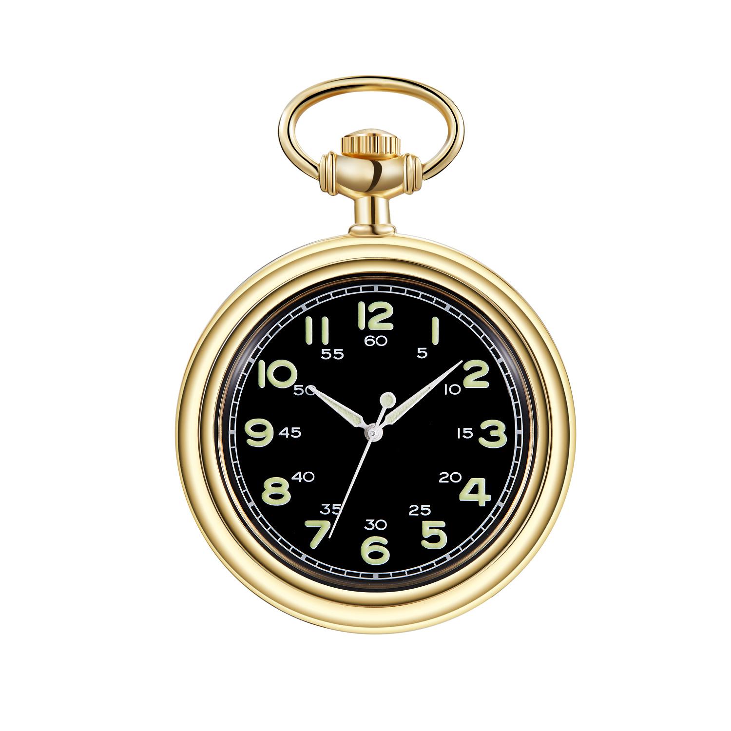 

Новые классические ретро светящиеся прямые часы с открытым механизмом и двойными арабскими цифрами, подходящие для мужчин и женщин