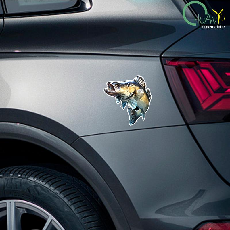 Adesivo in PVC Pesca Pesce Grande Spigola Adesivo per Auto Impermeabile per Paraurti Finestrino Posteriore Laptop
