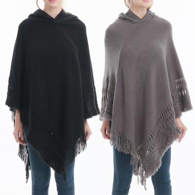 Damen Umhang Mantel Einfarbig Quasten Schal Wickelpullover Bohème Stil Frühlingsschal Mantel zum Ausgehen