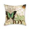 Hug Literary Retro Butterfly Flower Print Pillow Home Bedroom Sofa Decorative Cushion Cushion Cover