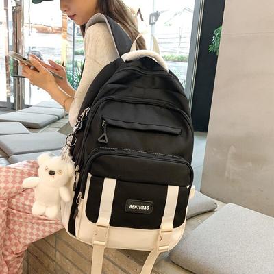 2025 College Style Soft Girl Color Scheme Student Schoolbag Simple Letter Korean Version Junior High School Backpack