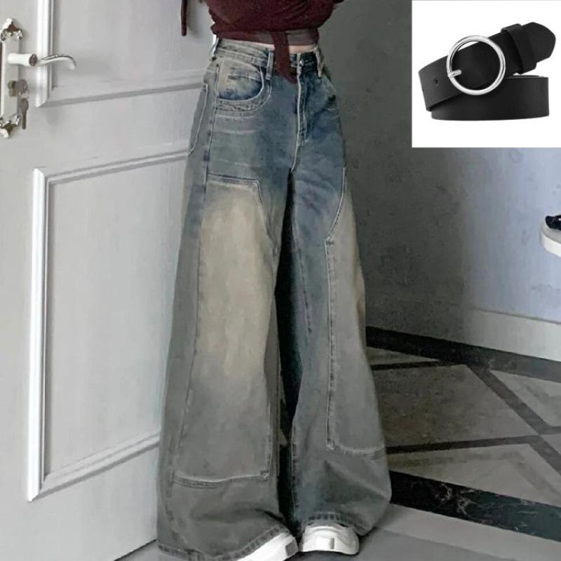 Retro High-Waist Wide-Leg Jeans - Slimming Floor-Length Straight Leg Pants for Petite Frames Extra Large