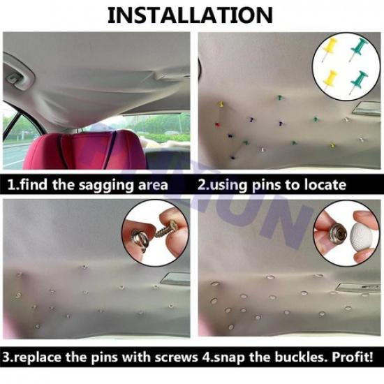 60Pc Beige Old Car Headliner Sagging Liner Trim Repair Kit Snap Button Pin Screw