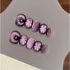Xiaohongshu Dazzling Fireworks Crescent Cat Eye Purple Starry Sky Handmade Whitening Press-On Nails