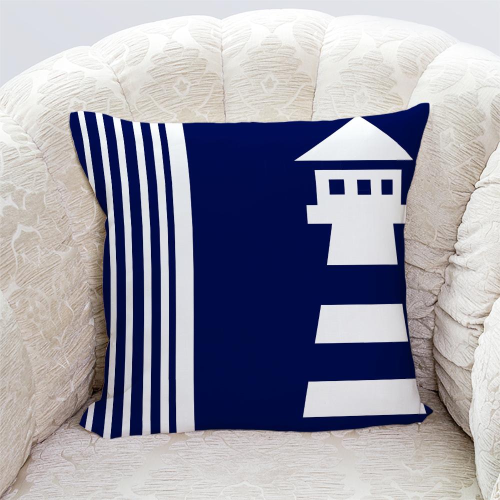 Starfish Shell Compass Anchor Nautical Series Printed Pillowcase Living Room Sofa Cushion Cover Bedroom Room Home Decoration