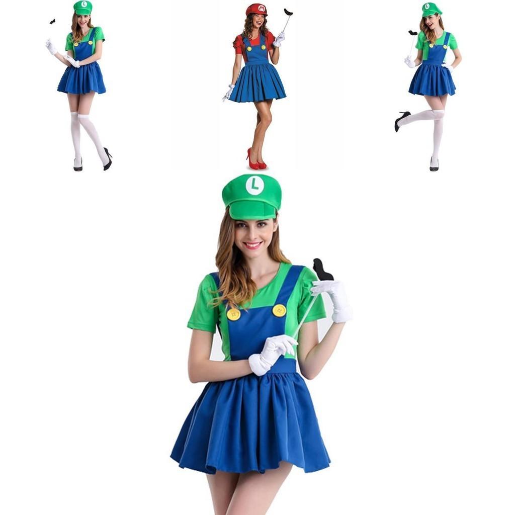 Women's Super Mario Bros Luigi Costume With Breathable Spandex And Exquisite Workmanship