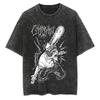 Chainsaw Man Anime Vintage Printed Washed T-shirt Women Men Harajuku Oversize Streetwear Y2K Tops Short Sleeve Tee