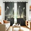 2Pcs Perforated Blackout Curtain Light Block Privacy Drape Living Bedroom Halloween Hooded Ghost Horror Window Decor