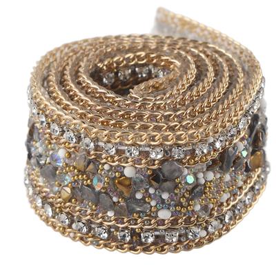 Rotolo di nastro a rete diamantata fai da te da 2,5 cm, catena di strass di cristallo, decorazione a nastro (# 01)
