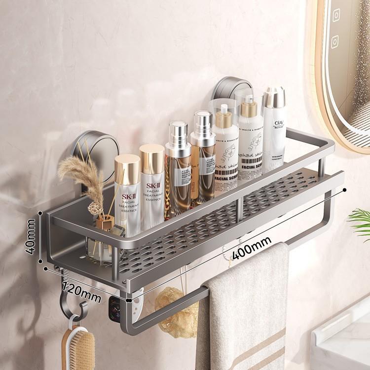 No-Drill Suction Cup Bathroom Shelf for Toiletries and Cosmetics
