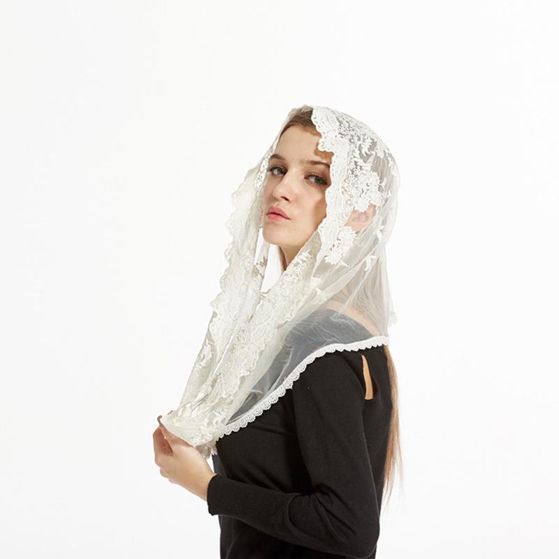 Miękkie welony mantilla dla kobiet Koronkowy welon nieskończoność Mantilla Łaciński welon nieskończoność do kaplicy Łacińska msza Nakrycie głowy Koronkowy szal Welony mantilla do kościoła