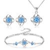 Lucky Four-Leaf Clover Ocean Heart Jewelry Set - Necklace, Bracelet & Earrings - Japanese Korean Style
