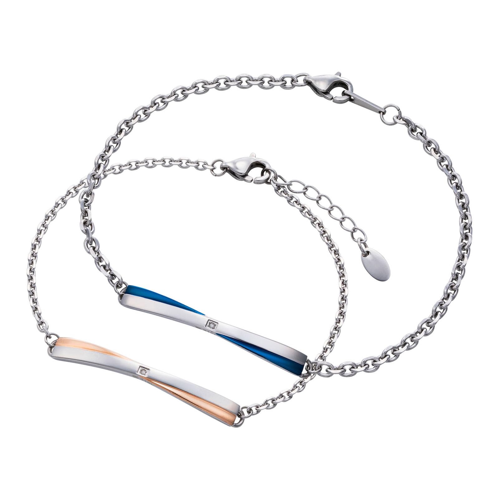 

Парний браслет для пари популярного бренду Хірургічна нержавіюча сталь Антиалергенний Діамант Рожеве золото Синій [Біла конюшина] 4SBR016GO&4SBR016BL